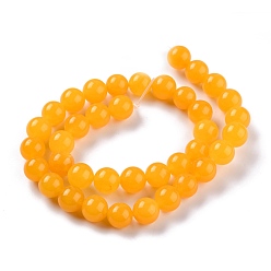 Orange Natural White Jade Beads, Round, Dyed, Orange, 10mm, Hole: 1.2mm, about 38pcs/strand, 14.96''(38cm)