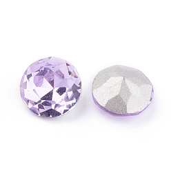 Violet Pointed Back & Back Plated Glass Rhinestone Cabochons, Grade A, Faceted, Flat Round, Violet, 10x5mm