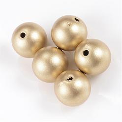 Золотистый Матовый стиль спрей окрашены акриловые шарики, круглые, золотые, 14 мм, Отверстие : 2 мм , около 325 шт / 500 г