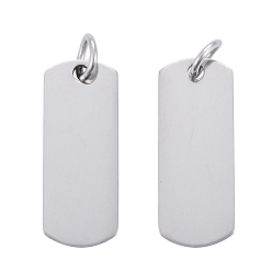 Stainless Steel Color 201 Stainless Steel Pendants, Manual Polishing, Rectangle, Stamping Blank Tag, Stainless Steel Color, 20x8x1mm, Hole: 3.5mm
