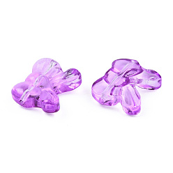 Orchid Transparent Spray Painted Glass Beads, Bowknot, Orchid, 14x16x6mm, Hole: 1mm