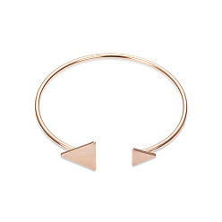Rose Gold SHEGRACE Fantastic Brass Cuff Bangle, with Triangles, Rose Gold, 190mm