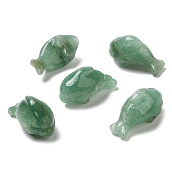 Green Aventurine Natural Green Aventurine Sculpture Display Decorations, for Home Office Desk, Dolphin, 20~21x36~37x18.5~19.5mm