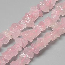 Quartz Rose Naturel a augmenté perles de quartz brins, puce, 7~15x9.5~13x9.5~13mm, Trou: 1mm, Environ 43~45 pcs/chapelet, 15.7 pouce