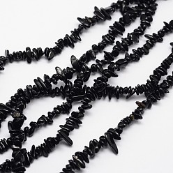 Tourmaline Chips Natural Black Tourmaline Beads Strands, 3~8x3~12x3~5mm, Hole: 1mm, about 32 inch