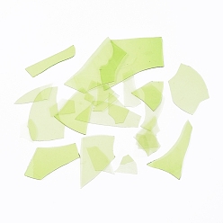 Lime COE 90 Fusible Confetti Glass Chips, for DIY Creative Fused Glass Art Pieces, Lime, 5.5~62.5x2.5~35x0.1~1.5mm