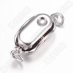 Stainless Steel Color 304 Stainless Steel Box Clasps, Stainless Steel Color, 20x8x7mm, Hole: 2.5mm, pin: 1.2mm
