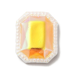 Gold Opaque Resin Cabochons, AB Color Plated, Octagon, Gold, 26x20x7mm