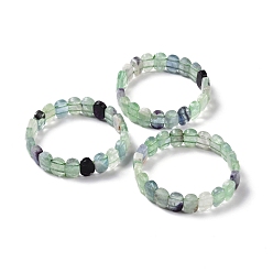 Fluorita Pulsera elástica con cuentas ovaladas de fluorita natural, joyas de piedras preciosas para mujeres, diámetro interior: 2-1/8 pulgada (5.4~5.5 cm)