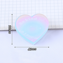 Pale Turquoise Acrylic Binder Paper Clips, Card Assistant Clips, Heart with Word Be Kind, Pale Turquoise, 38x43mm