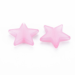 Rose Nacré Perles acryliques de gelée d'imitation , étoiles, perle rose, 20.5x22x5mm, Trou: 1.8mm, environ500 pcs / 500 g