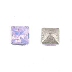 Violet K9 Glass Rhinestone Cabochons, Pointed Back & Back Plated, Faceted, Square, Violet, 8x8x4.5mm