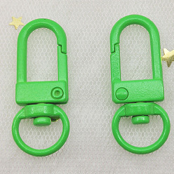 Lime Alloy Swivel Push Gate Snap Clasps, Lanyard Ring Clasps, Lime, 34x13.5x6mm, Hole: 10x7.5mm