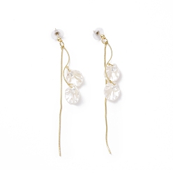 Blanc Boucles d'oreilles pendantes à pampilles imitation coquillage en acrylique avec 925 épingles en argent sterling, boucles d'oreilles longues en alliage pour femmes, blanc, 111mm, pin: 0.8 mm