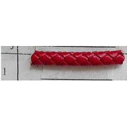 Crimson Round Braided Cowhide Cords, Crimson, 3mm, about 10.93 yards(10m)/roll