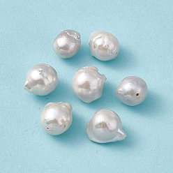 Seashell Color Baroque Natural Keshi Pearl Beads, Round, Seashell Color, 13~14x12~14x9.5~10.5mm, Hole: 0.7mm