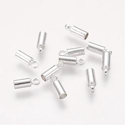 Silver Brass Cord Ends, End Caps, Nickel Free, Silver Color Plated, 8x2.8mm, Hole: 1.5mm, 2mm inner diameter