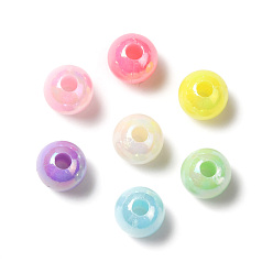 Couleur Mélangete Perles acryliques opaques, de couleur plaquée ab , ronde, couleur mixte, 6mm, Trou: 1.8mm, environ4167 pcs / 500 g