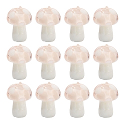 Misty Rose 10Pcs Mushroom Handmade Lampwork Beads, Misty Rose, 12.5~14x10~11mm, Hole: 1.5mm