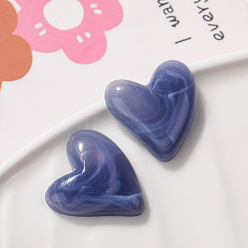 Midnight Blue Opaque Resin Cabochons, Imitation Agate, Heart, Midnight Blue, 21x20mm