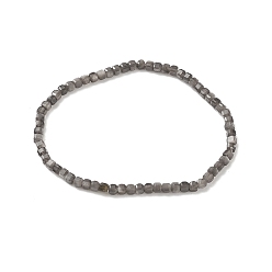 Обсидиан Натуральный серебряный блеск кубический обсидиан браслет из бисера стрейч для женщин, внутренний диаметр: 2-3/8 дюйм (6 см)