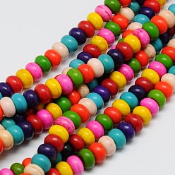 Mixed Color Synthetic Turquoise Beads Strands, Dyed, Rondelle, Mixed Color, 6x4mm, Hole: 1mm, about 88~90pcs/strand, 15 inch