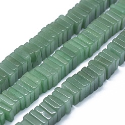 Зеленый Авантюрин Естественный зеленый авантюрин бисер нитей, квадратные бусины хейши, 9~10.5x9~11x2~7 мм, отверстие : 1.2 мм, около 114~121 шт / нитка, 15.5~15.9 дюйм (39.5~40.5 см)