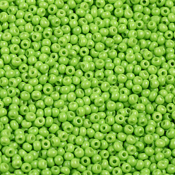 Verde de Amarillo 11/0 calificar unas cuentas redondas de semillas de vidrio, pintura para hornear, amarillo verdoso, 2.3x1.5 mm, agujero: 1 mm, sobre 48500 unidades / libra