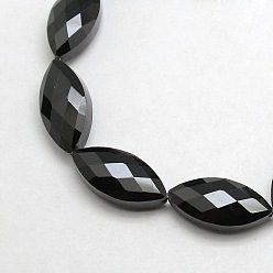 Black Crystal Glass Horse Eye Beads Strands, Faceted, Black, 25x12x8mm, Hole: 1mm,  about 30pcs/strand, 29.5 inch