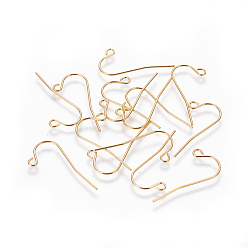 Real 18K Gold Plated 304 Stainless Steel Earring Hooks, with Horizontal Loop, Real 18k Gold Plated, 11.5x24mm, 22 Gauge, Pin: 0.6mm