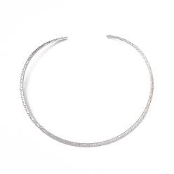 Stainless Steel Color 304 Stainless Steel Hammered Wire Necklace Making, Rigid Necklaces, Minimalist Choker, Cuff Collar, Stainless Steel Color, 0.38cm, Inner Diameter: 5-1/2 inch(14cm)