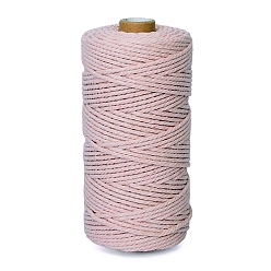 Misty Rose 100M Round Cotton Braided Cord, for DIY Handmade Tassel Embroidery Craft, Misty Rose, 3mm, about 109.36 Yards(100m)/Roll