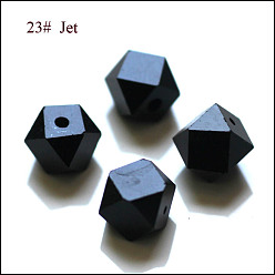 Noir Imitations de perles de cristal autrichien, grade de aaa, facette, perles de cube sans coin, noir, 7.5x7.5x7.5mm, Trou: 0.9~1mm
