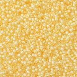 (972) Inside Color Crystal/Neon Light Goldenrod Yellow Lined Toho perles de rocaille rondes, perles de rocaille japonais, (972) cristal de couleur intérieure / verge d'or néon doublée jaune, 11/0, 2.2mm, Trou: 0.8mm, environ5555 pcs / 50 g