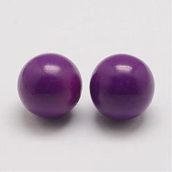 Pourpre Perles de boule en laiton, sans trou, pourpre, 16mm