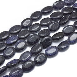 Blue Goldstone Synthetic Blue Goldstone Beads Strands, Oval, 14x10x4.5mm, Hole: 1mm, about 28pcs/strand, 15.3 inch(39cm)