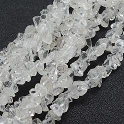 Quartz Crystal Natural Quartz Crystal Beads Strands, Rock Crystal Beads, Grade A, Chip, 5~8mm, Hole: 1mm, about 33 inch(84cm)