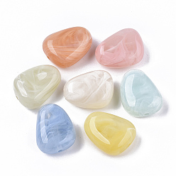 Mixed Color Opaque Acrylic Beads, Two Tone, Niblet, Mixed Color, 30x24x13mm, Hole: 3mm