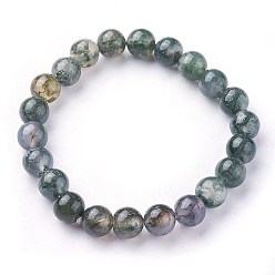 Agate Mousse Perles d'agate de mousse naturelle, ronde, 2 pouces ~ 2-1/8 pouces (5.2~5.5 cm), perles: 8~9 mm