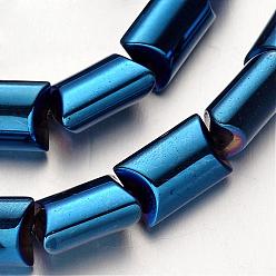Blue Plated Electroplate Non-magnetic Synthetic Hematite Beads Strands, Rectangle, Blue Plated, 12x8x6mm, Hole: 1mm, about 35pcs/strand, 15.7 inch