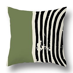 Stripe Housses de coussin en polyester abstraites, série verte, style nordique, géométrie, Housse de coussin, pour canapé canapé-lit, carrée, stripe, 440x440mm