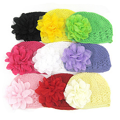 Mixed Color Handmade Crochet Baby Beanie Costume Photography Props, with Lace Flower, Mixed Color, 180mm