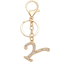 Letter Y Alloy Rhinestone Letter Pendant Keychain, for Bag Pendant Accessories, Letter Y, 114x38mm