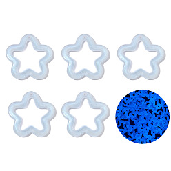 Light Blue Luminous Acrylic Pendants, Star, Light Blue, 30x30mm, Hole: 2mm, 10pcs/bag