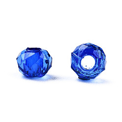 Azul Medio Abalorios de acrílico transparentes, facetados, Rondana plana, azul medio, 4x3.5 mm, agujero: 1.5 mm, Sobre 14000 unidades / 500 g