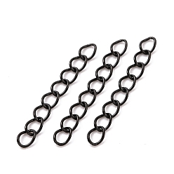 Electrophoresis Black Ion Plating(IP) 304 Stainless Steel Curb Chains Extender, Electrophoresis Black, 25mm, Link: 4x3x0.5mm