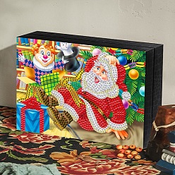 Santa Claus DIY Diamond Storage Box Kit, Including Resin Rhinestones Bag, Diamond Sticky Pen, Tray Plate and Glue Clay, Santa Claus, Box: 125x173x40mm