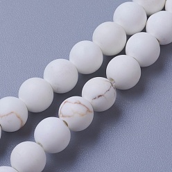 Magnésite Brins de perles de magnésite naturelle, givré, ronde, 10x9.5~10mm, Trou: 1mm, Environ 39 pcs/chapelet, 15.2 pouce (38.6 cm)