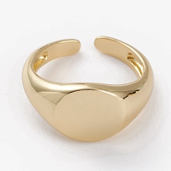 Golden Brass Cuff Rings, Open Rings, Oval Signet Rings, Long-Lasting Plated, Golden, US Size 6, Inner Diameter: 17mm