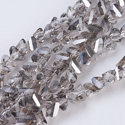 Gris Oscuro Abalorios de vidrio electrochapa, lustre de la perla chapado, facetados, triángulo, gris oscuro, 4.5x5x6 mm, agujero: 1 mm, sobre 100 unidades / cadena, 13.7 pulgada (35 cm)